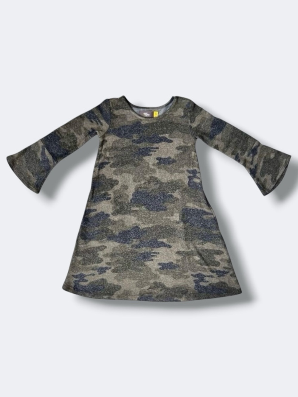 🍄3/$15 Rumi + Ryder Dress Girls XS 4-5 Green Camo Bell Sleeve Pullover Pockets